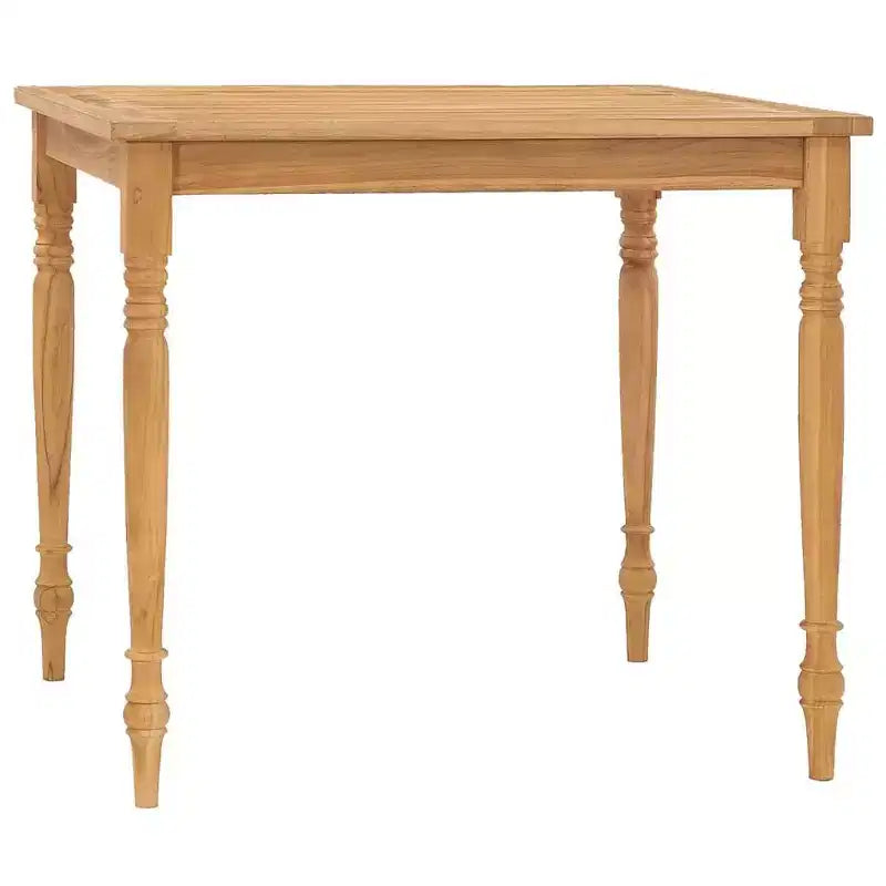 vidaXL Salon de jardin – Ensemble de patio 3 pièces, bois de teck massif, table carrée, style rétro, chaises rembourrées, coussins gris foncé