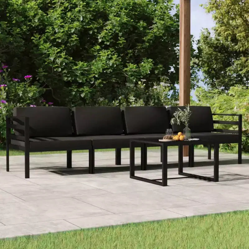 vidaXL Salon de jardin Sectionnel d'extérieur en aluminium anthracite