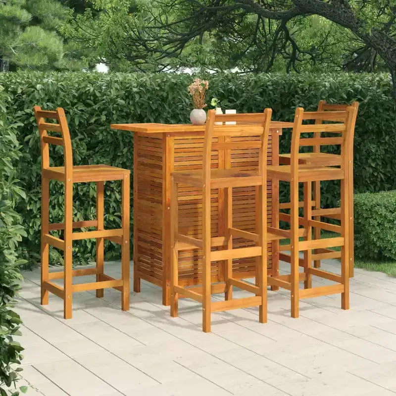 vidaXL Ensemble de bar de jardin Marron Bois d'acacia massif Repose-pieds moyen