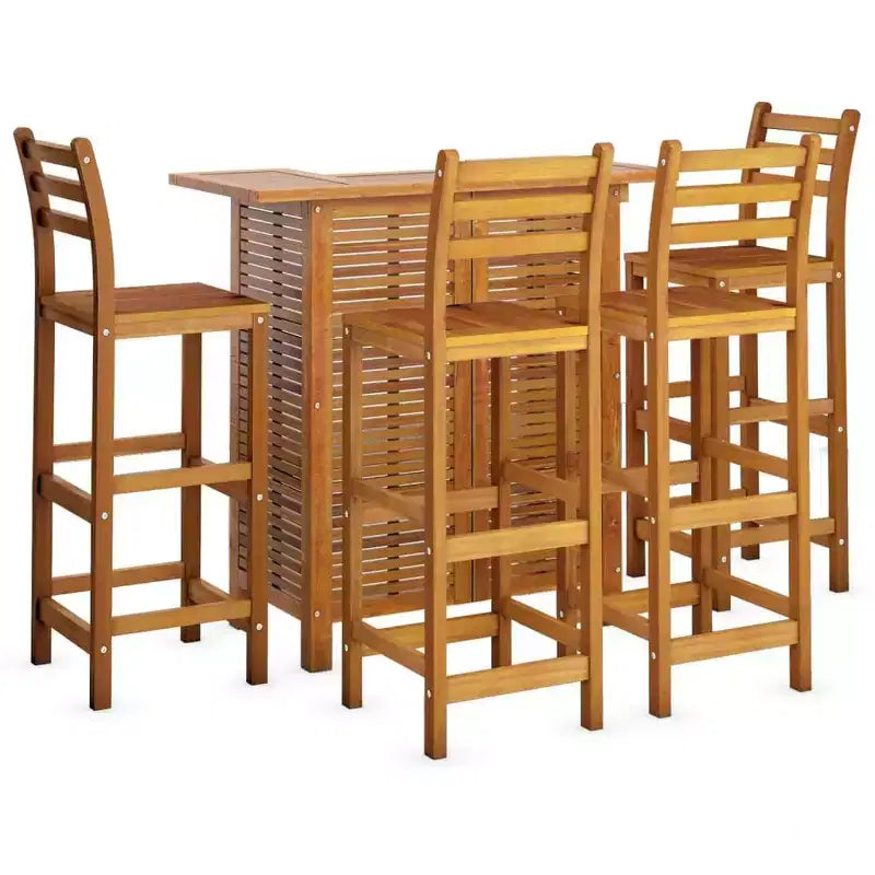 vidaXL Ensemble de bar de jardin Marron Bois d'acacia massif Repose-pieds moyen