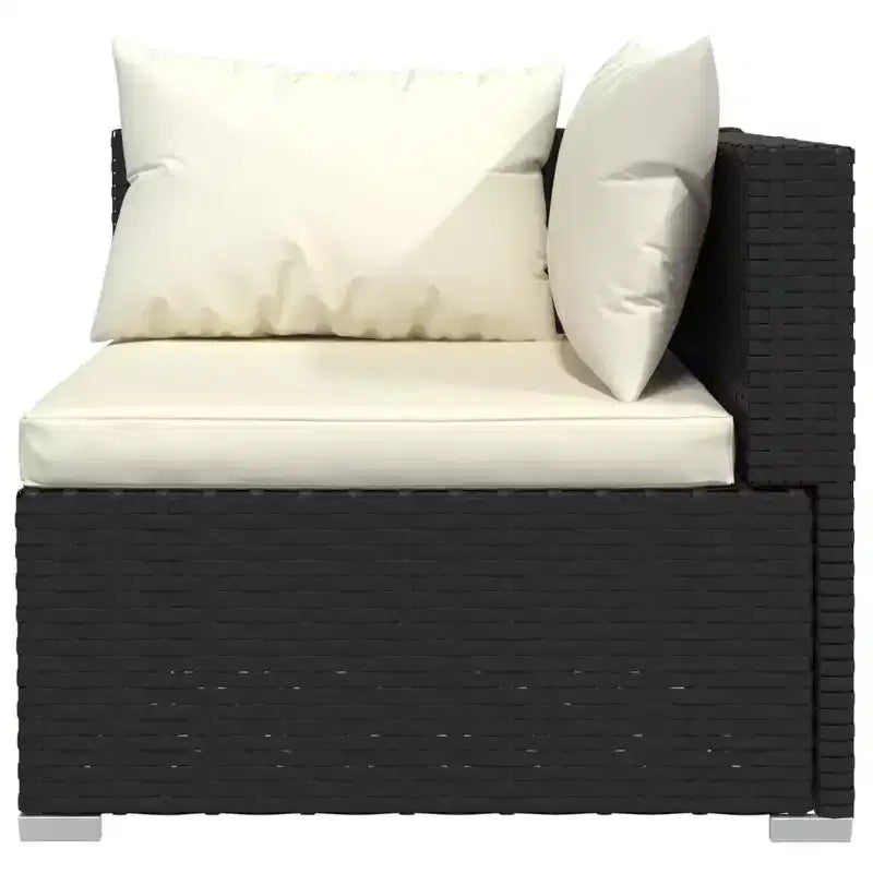 vidaXL Salon de jardin noir avec coussins crème