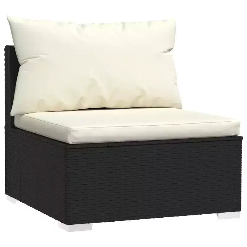 vidaXL Salon de jardin noir avec coussins crème