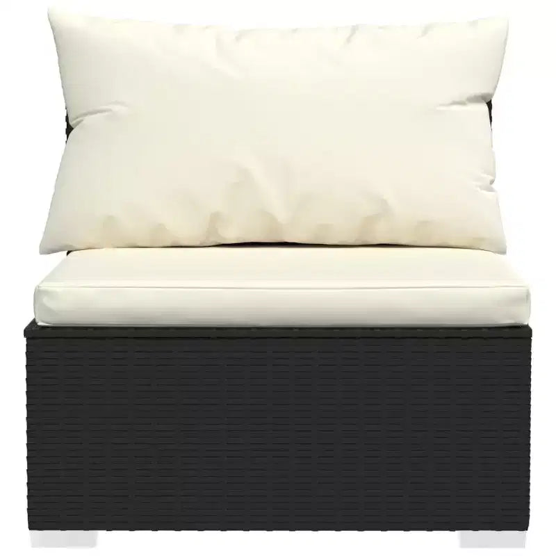 vidaXL Salon de jardin noir avec coussins crème