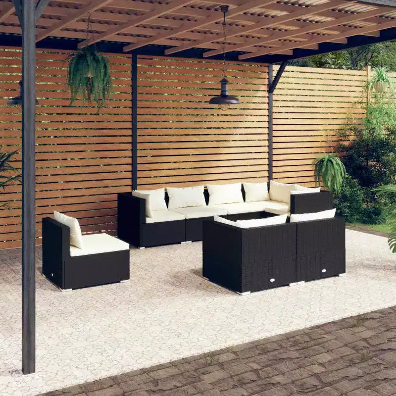 vidaXL Salon de jardin noir et crème