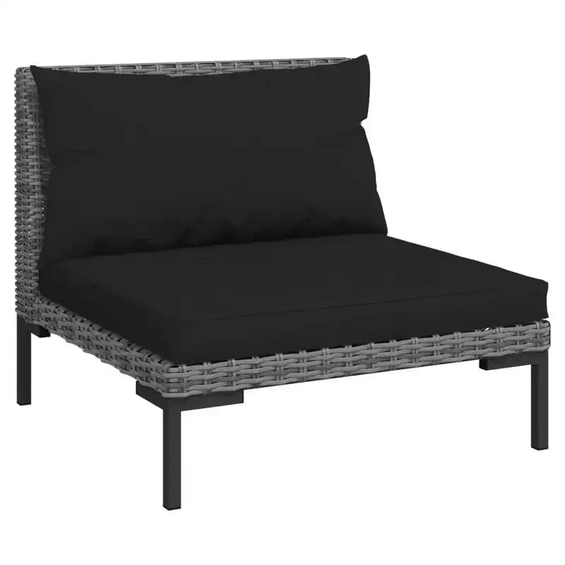 vidaXL Salon de jardin 9 pcs avec coussins résine tressée rond gris foncé