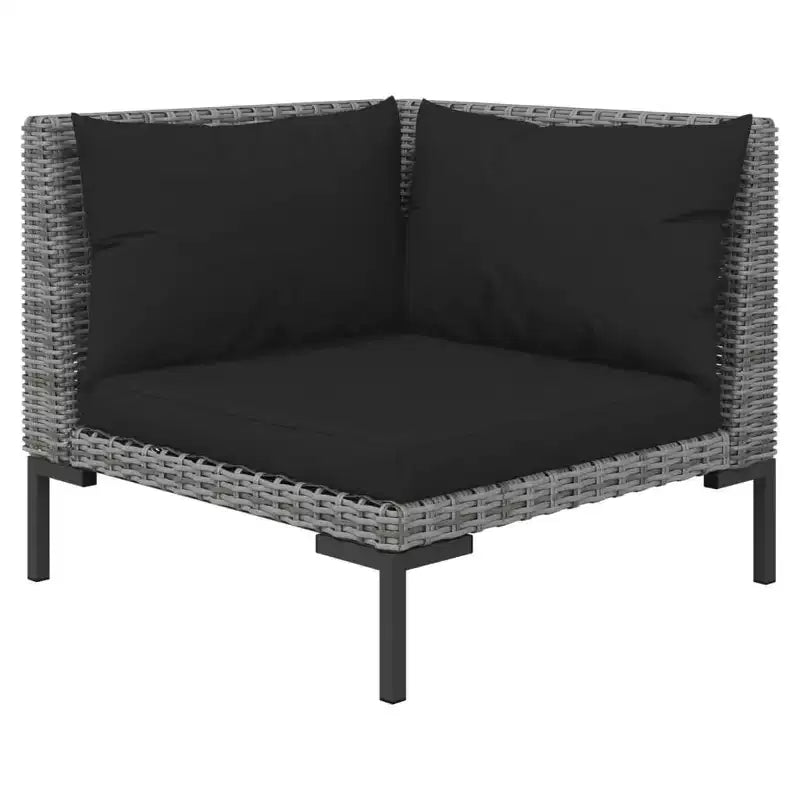 vidaXL Salon de jardin modulaire canapé et table résine tressée gris foncé