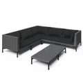 vidaXL Patio Lounge Set Outdoor Sectional Sofa Set with Table, Poly Rattan, Dark Gray