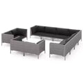 vidaXL Patio Lounge Set Outdoor Sectional Corner Sofa Poly Rattan Dark Grey