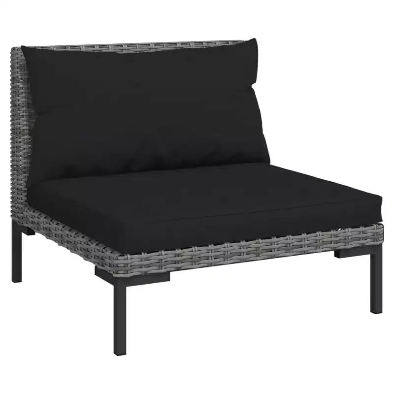 vidaXL Salon de jardin 14 pièces en résine tressée gris foncé avec coussins pour jardin/patio/terrasse