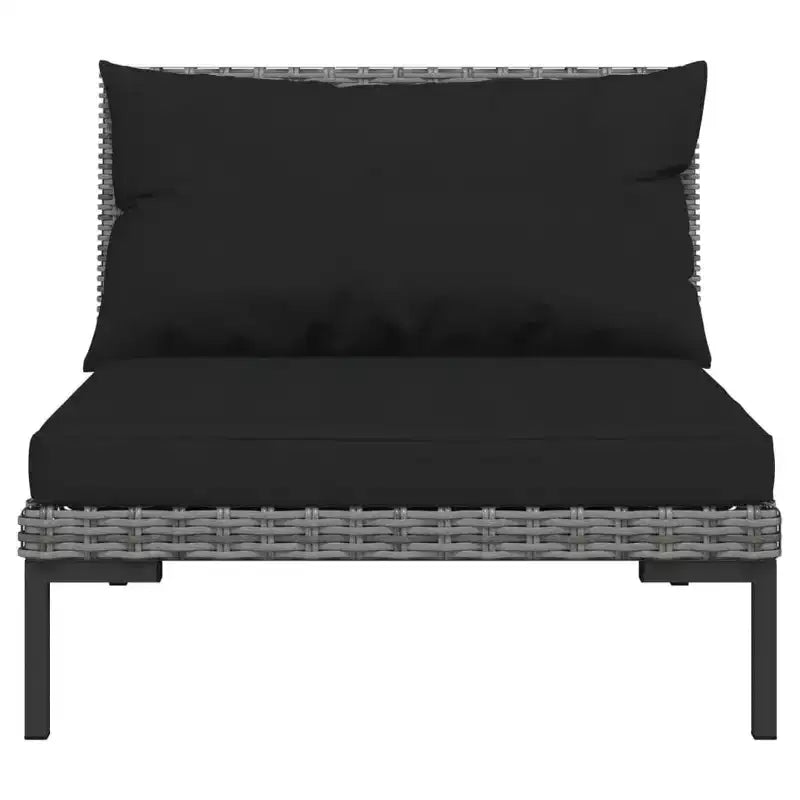 vidaXL Salon de jardin 14 pièces en résine tressée gris foncé avec coussins pour jardin/patio/terrasse