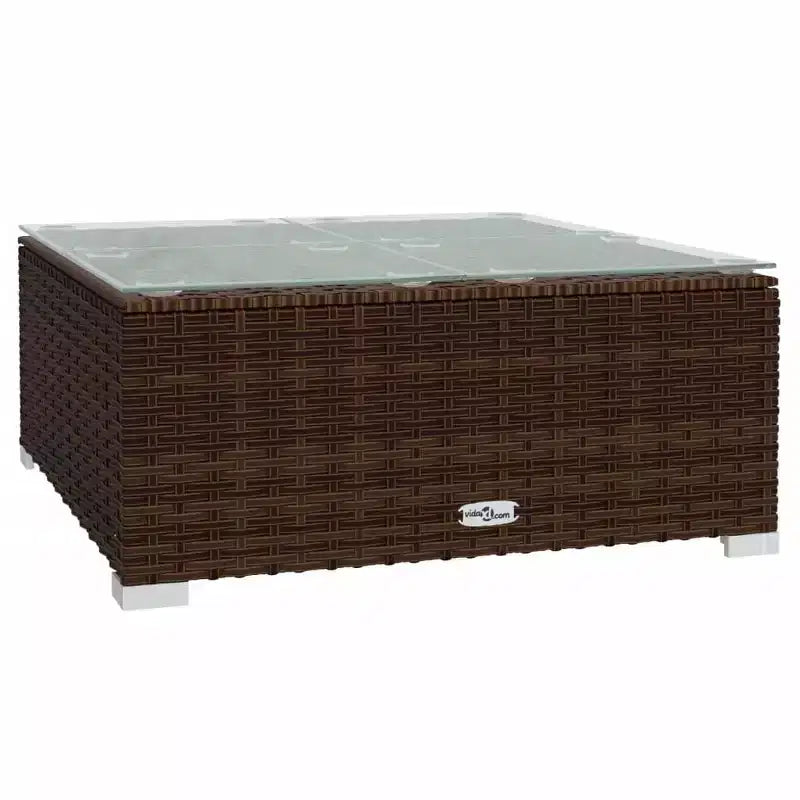 vidaXL Mobilier de jardin marron - Coussins verts - 4 places avec table