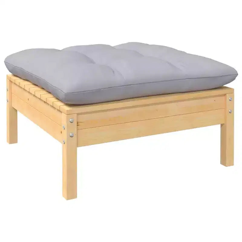 vidaXL Salon de jardin 7 pièces en pin massif avec coussins - Marron et gris