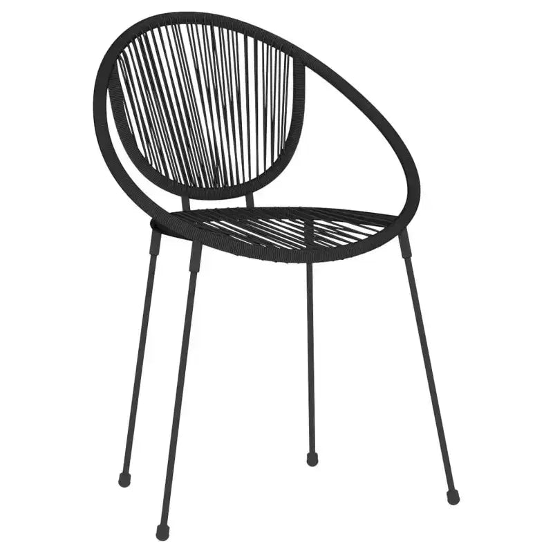 vidaXL Ensemble de salle à manger Noir Acier enduit de poudre, verre, rotin en PVC Moyen