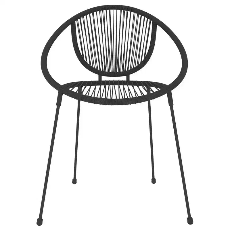 vidaXL Ensemble de salle à manger Noir Acier enduit de poudre, verre, rotin en PVC Moyen