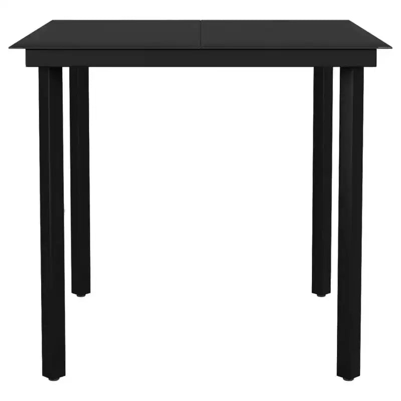 vidaXL Ensemble de salle à manger Noir Acier enduit de poudre, verre, rotin en PVC Moyen