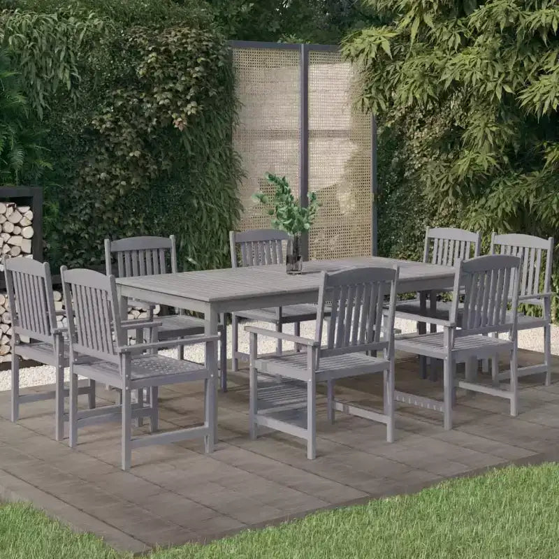 vidaXL Ensemble de salle à manger d'extérieur Table et chaises en bois d'acacia massif gris