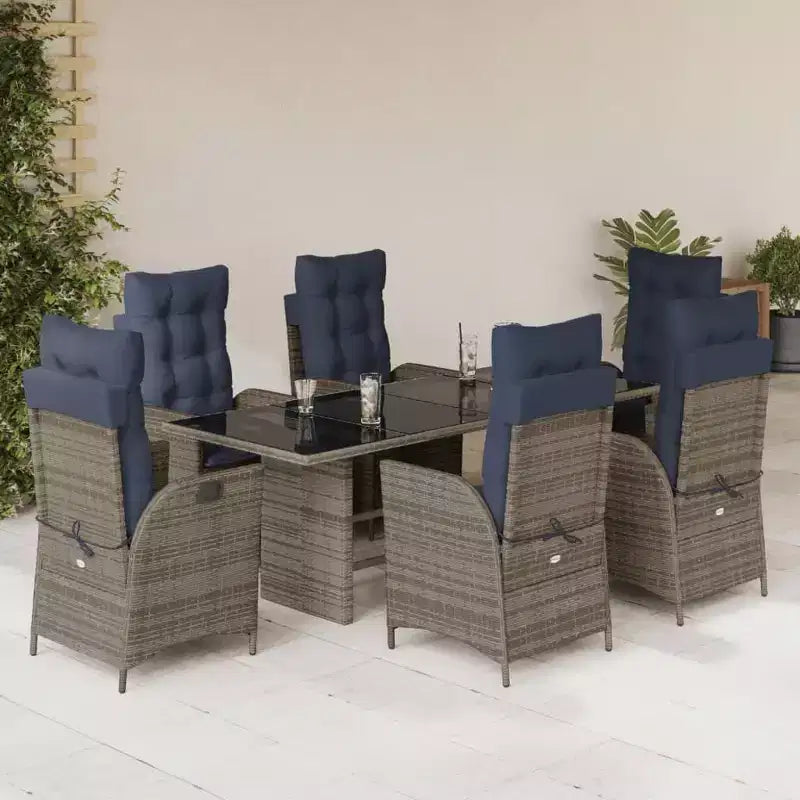 vidaXL Salon de jardin avec coussins en résine tressée gris