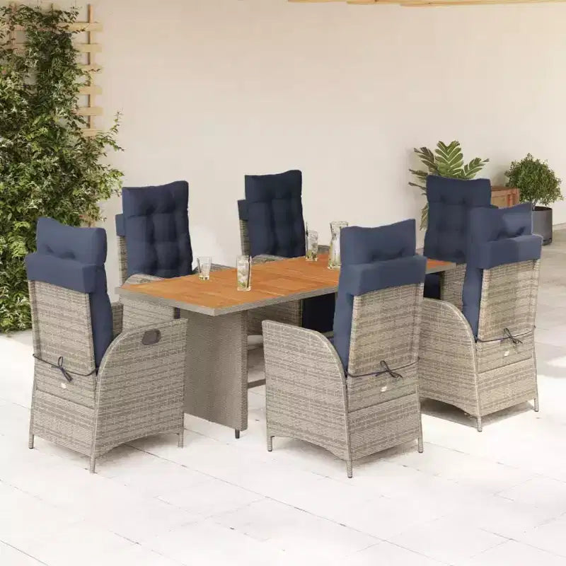 vidaXL Ensemble de salle à manger d'extérieur 7 pcs avec coussins résine tressée gris