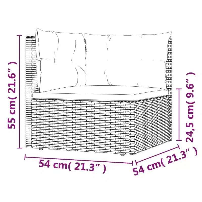vidaXL - Ensemble de mobilier de jardin 7 pièces - Canapé modulable d'angle en résine tressée grise avec coussins - Salon de jardin modulable - Sièges réglables
