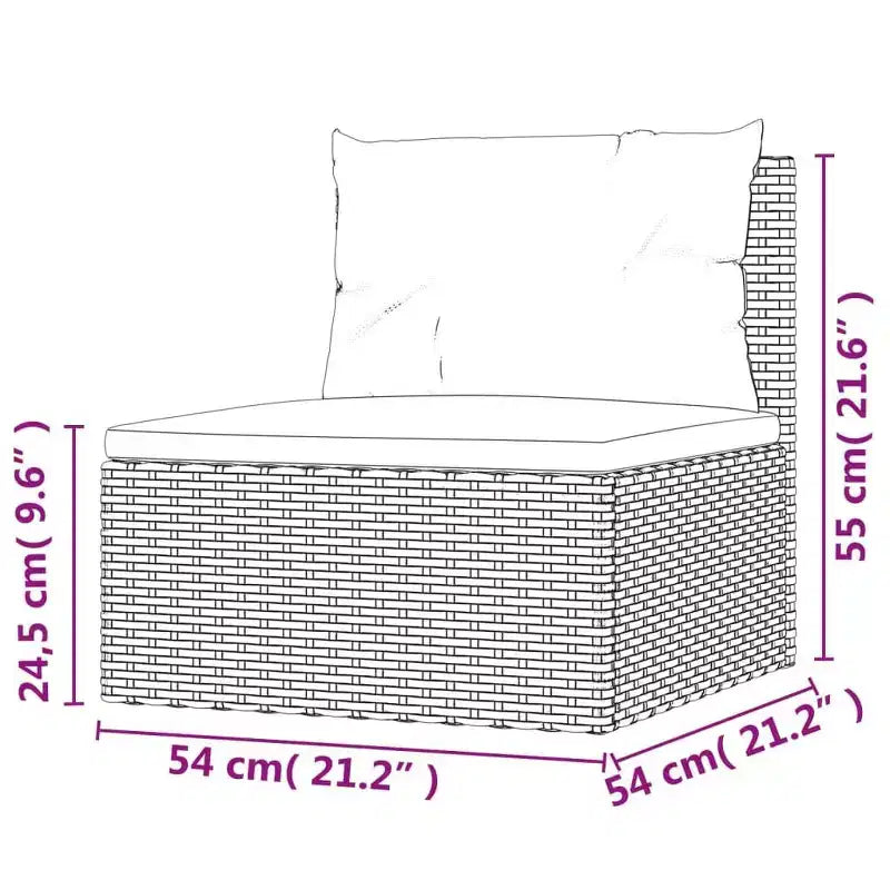 vidaXL - Ensemble de mobilier de jardin 7 pièces - Canapé modulable d'angle en résine tressée grise avec coussins - Salon de jardin modulable - Sièges réglables