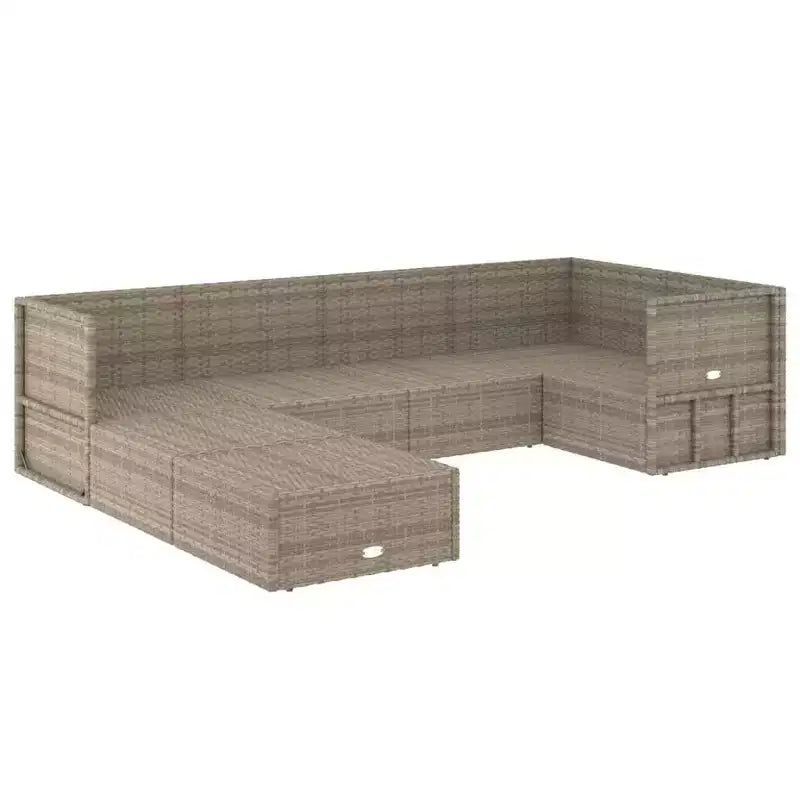 vidaXL - Ensemble de mobilier de jardin 7 pièces - Canapé modulable d'angle en résine tressée grise avec coussins - Salon de jardin modulable - Sièges réglables