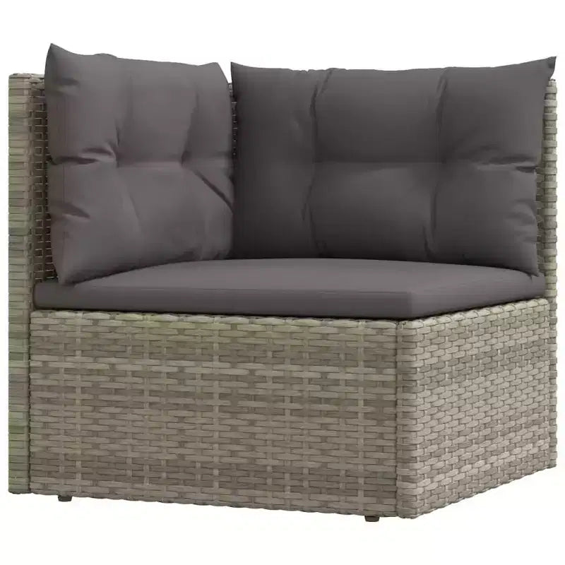 vidaXL - Ensemble de mobilier de jardin 7 pièces - Canapé modulable d'angle en résine tressée grise avec coussins - Salon de jardin modulable - Sièges réglables