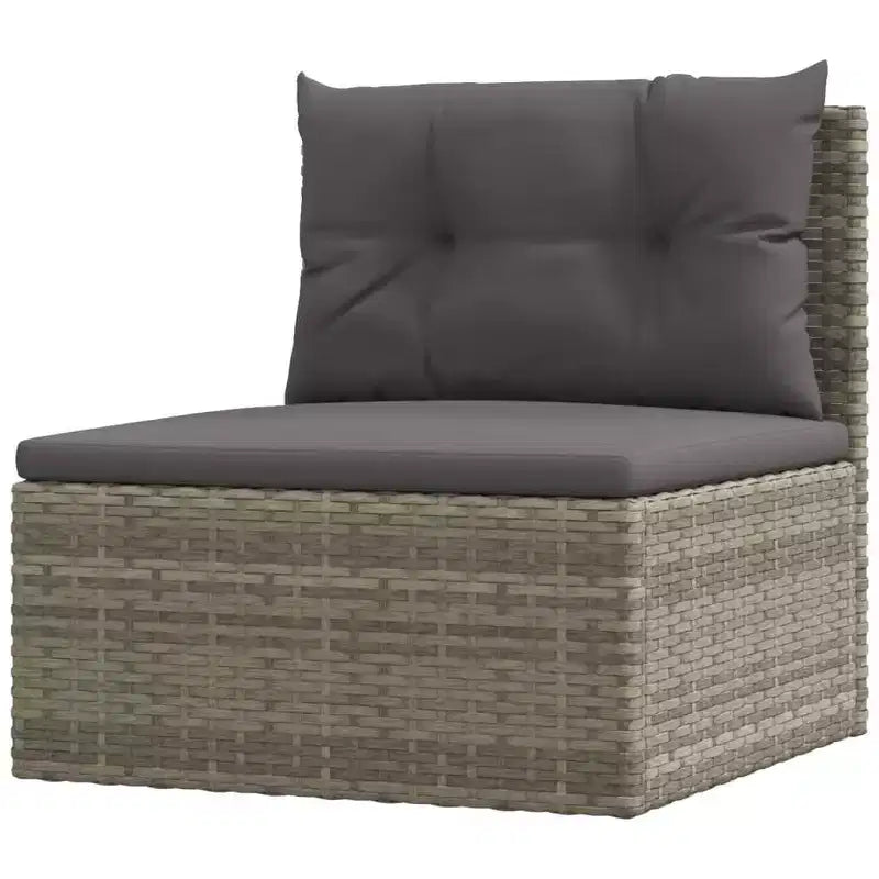 vidaXL - Ensemble de mobilier de jardin 7 pièces - Canapé modulable d'angle en résine tressée grise avec coussins - Salon de jardin modulable - Sièges réglables