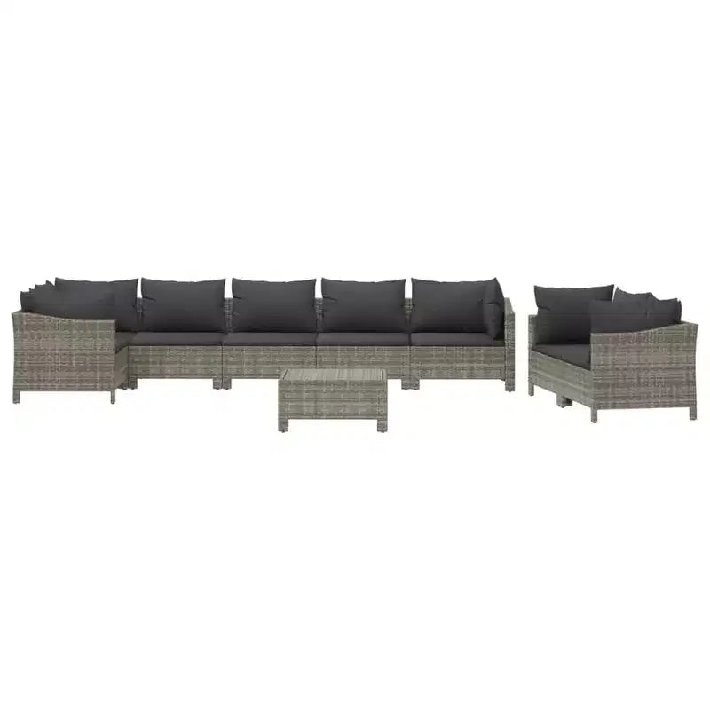 vidaXL Salon de jardin Fauteuil et canapé avec coussins Résine tressée gris