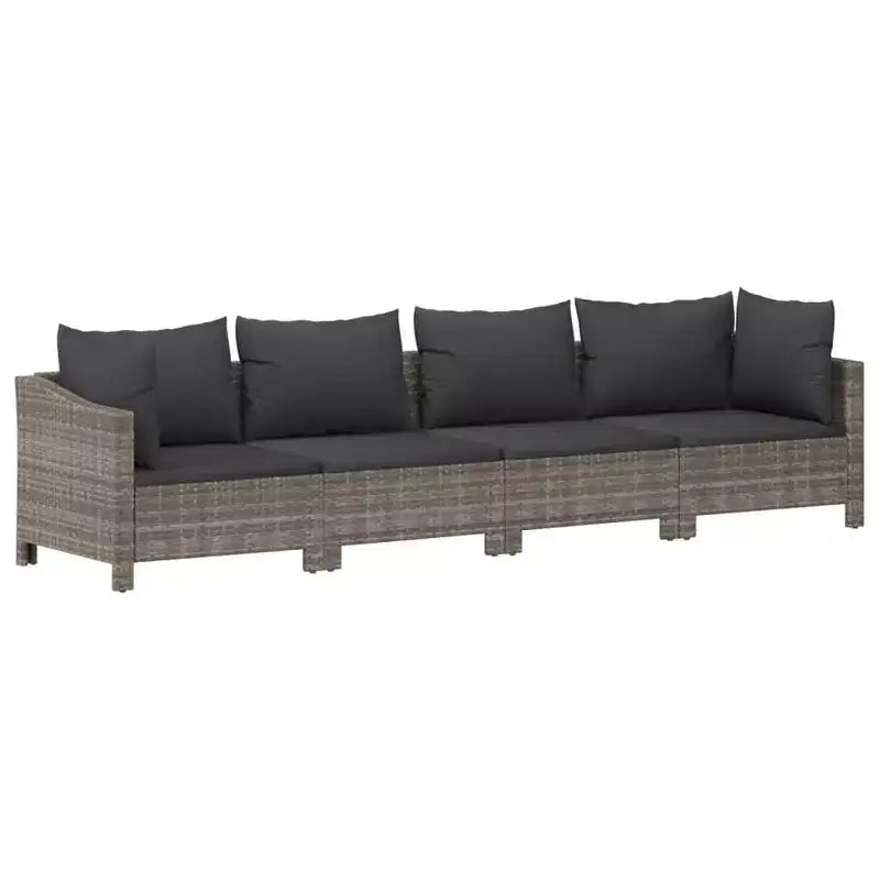 vidaXL Salon de jardin Fauteuil et canapé avec coussins Résine tressée gris