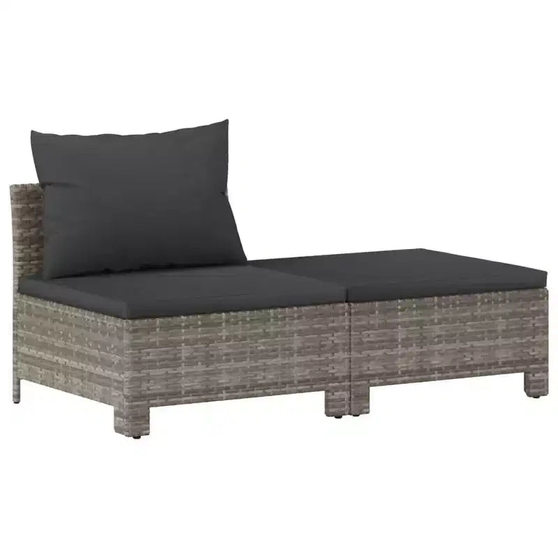 vidaXL Salon de jardin 7 pièces avec coussins résine tressée gris