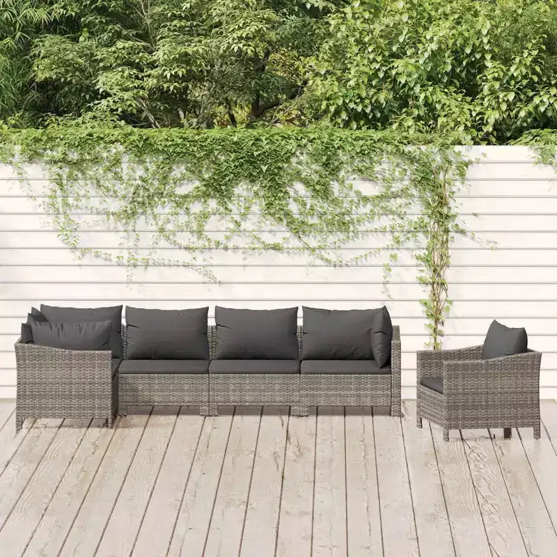 vidaXL Salon de jardin 6 pièces avec coussins en résine tressée gris