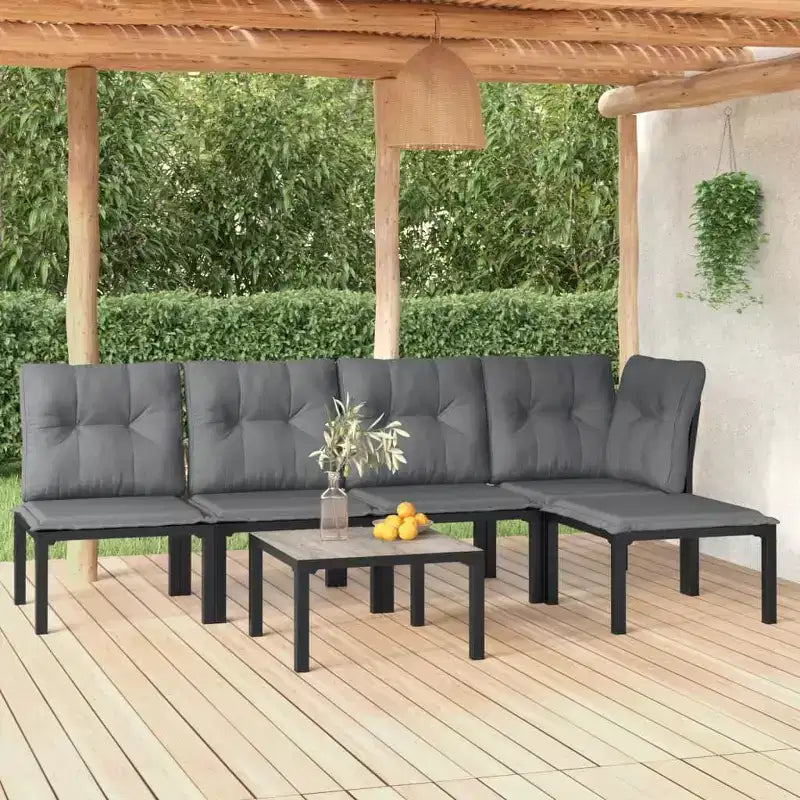 vidaXL Salon de jardin modulaire en résine tressée noir et gris