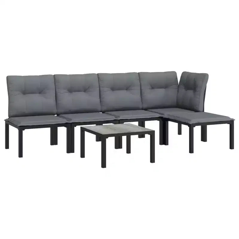 vidaXL Salon de jardin modulaire en résine tressée noir et gris