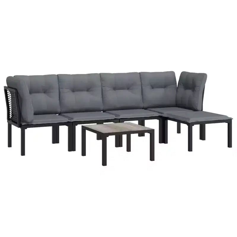 vidaXL Salon de jardin 6 pièces en résine tressée noir et gris