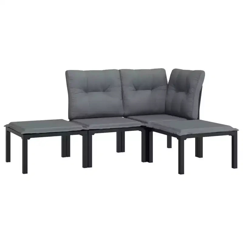 vidaXL Ensemble de salon de jardin Canapé pour pelouse de jardin en polyrotin noir et gris