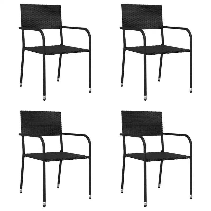 vidaXL Ensemble repas de jardin noir en résine tressée, acier et verre trempé - Longueur de table 160 cm - 4 articles