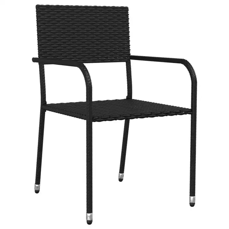 vidaXL Ensemble repas de jardin noir en résine tressée, acier et verre trempé - Longueur de table 160 cm - 4 articles