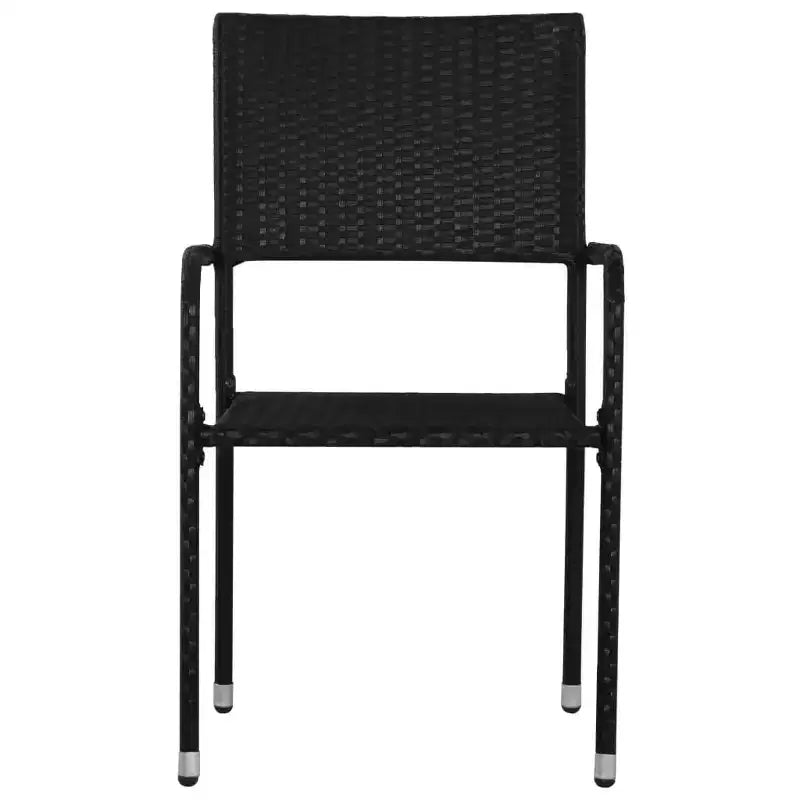 vidaXL Ensemble repas de jardin noir en résine tressée, acier et verre trempé - Longueur de table 160 cm - 4 articles