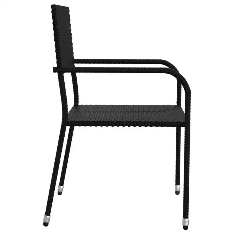 vidaXL Ensemble repas de jardin noir en résine tressée, acier et verre trempé - Longueur de table 160 cm - 4 articles