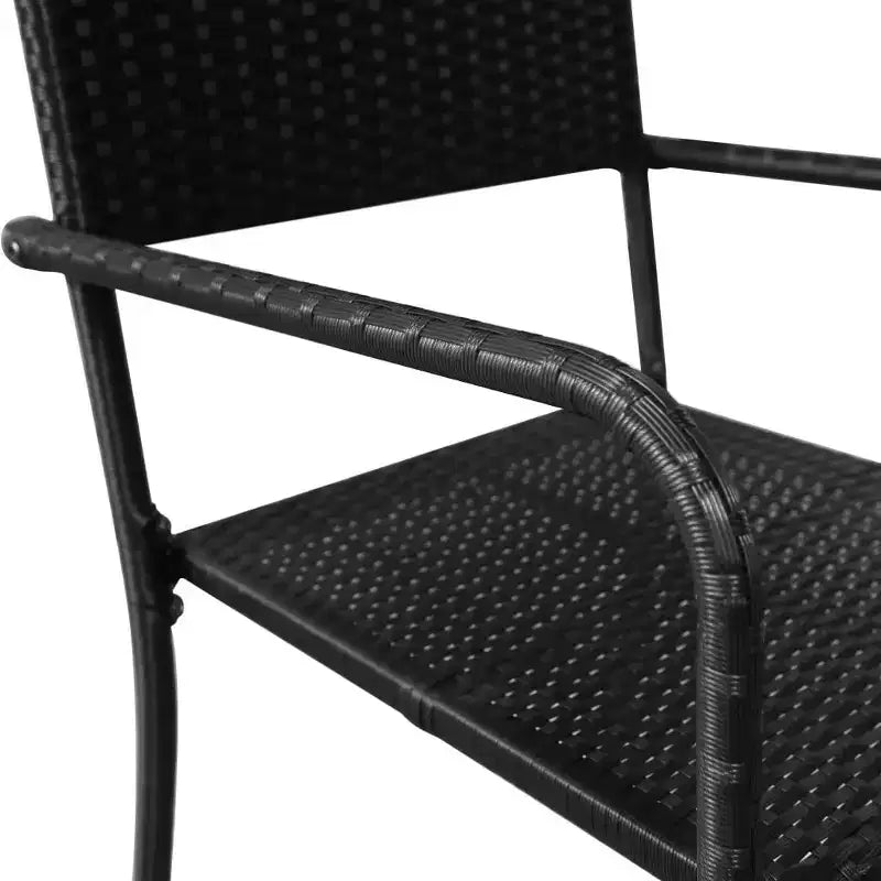 vidaXL Ensemble repas de jardin noir en résine tressée, acier et verre trempé - Longueur de table 160 cm - 4 articles