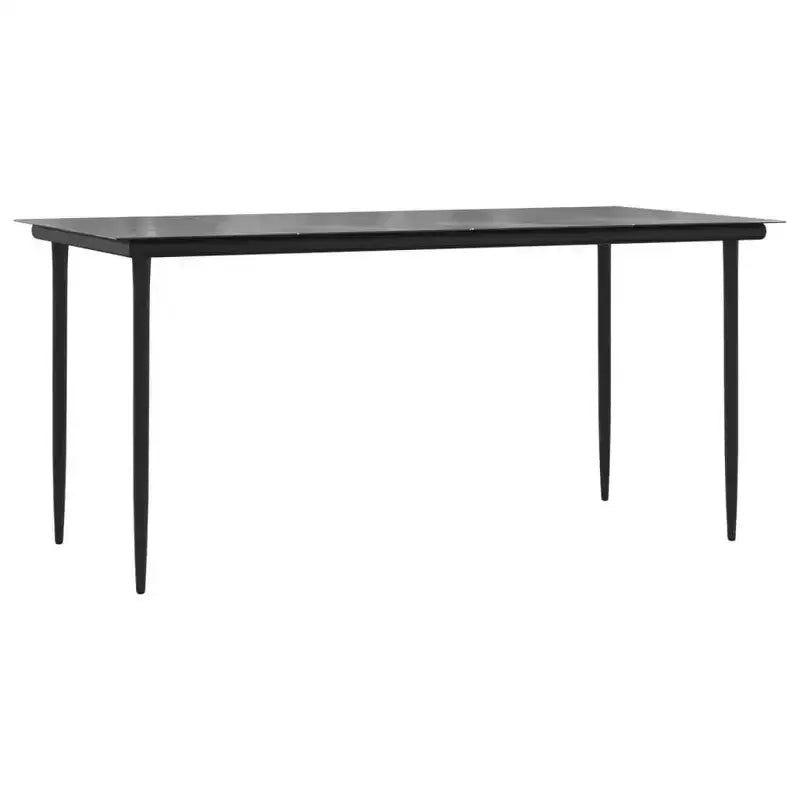 vidaXL Ensemble repas de jardin noir en résine tressée, acier et verre trempé - Longueur de table 160 cm - 4 articles