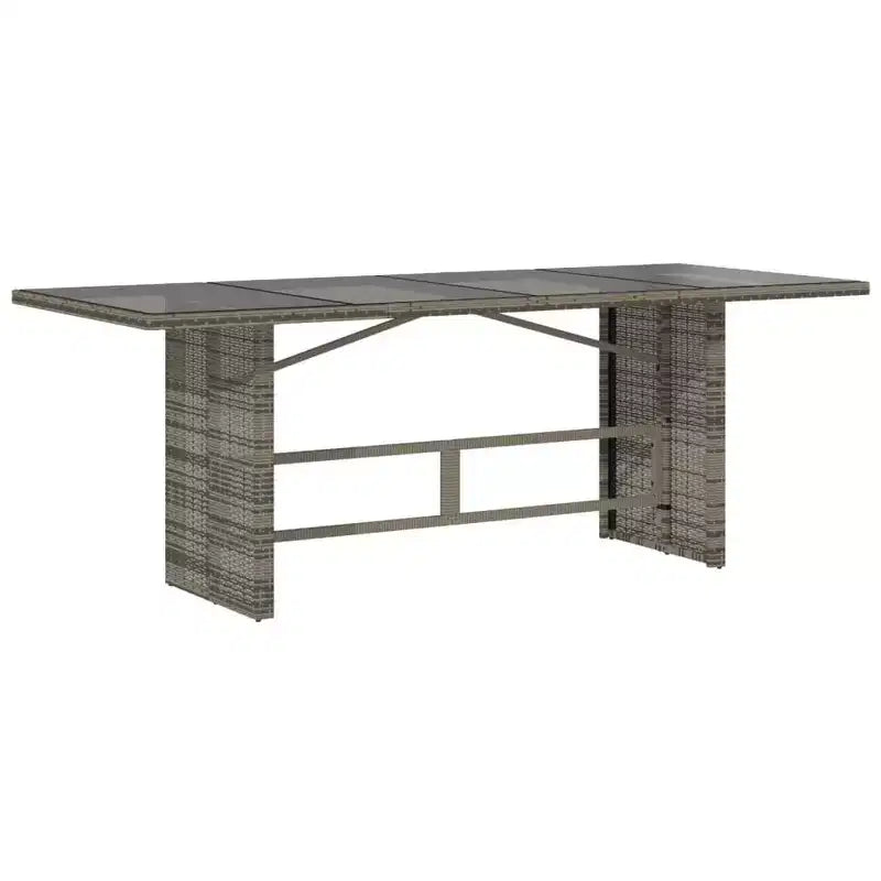 vidaXL Salon de jardin 7 pcs en résine tressée gris avec coussins bleu marine - Chaises inclinables réglables et plateau de table en verre trempé pour jardin/extérieur/balcon