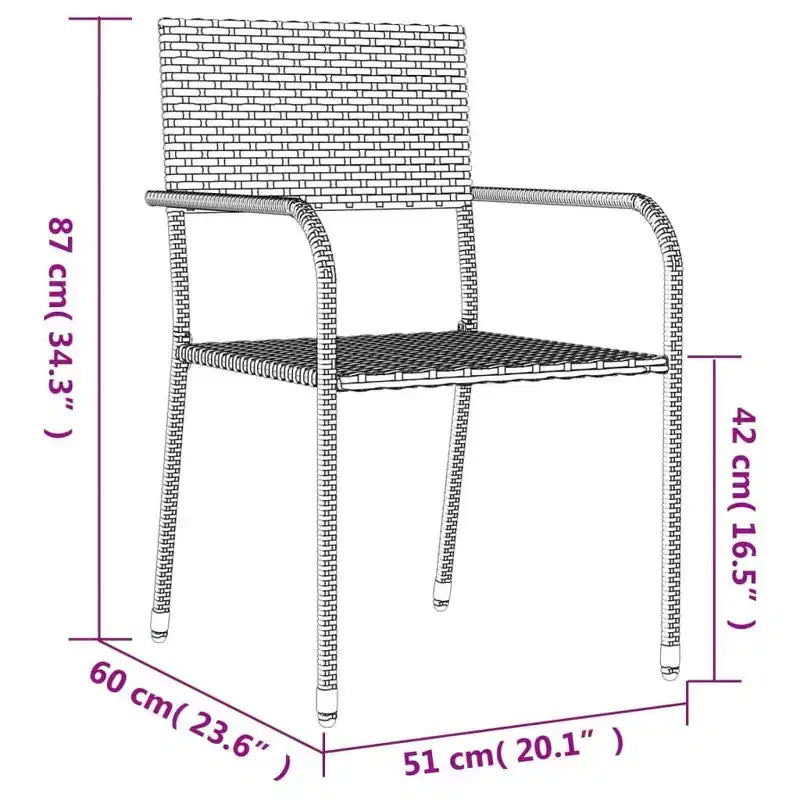 vidaXL Ensemble de salle à manger de jardin noir en rotin PE, acier poudré, verre - Table longueur 63 Gris 4