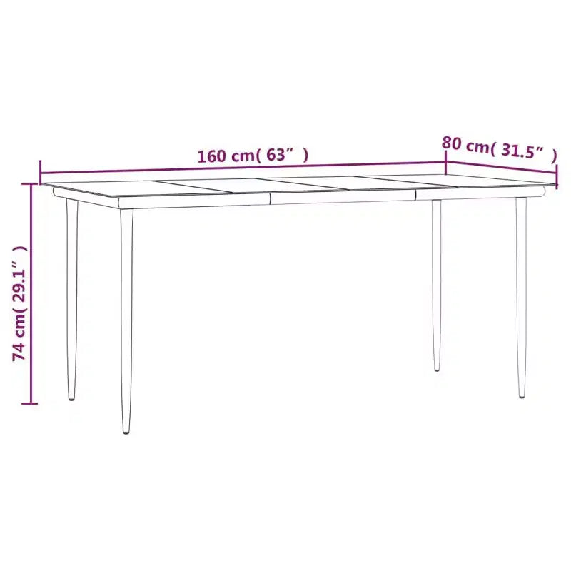 vidaXL Ensemble de salle à manger de jardin noir en rotin PE, acier poudré, verre - Table longueur 63 Gris 4