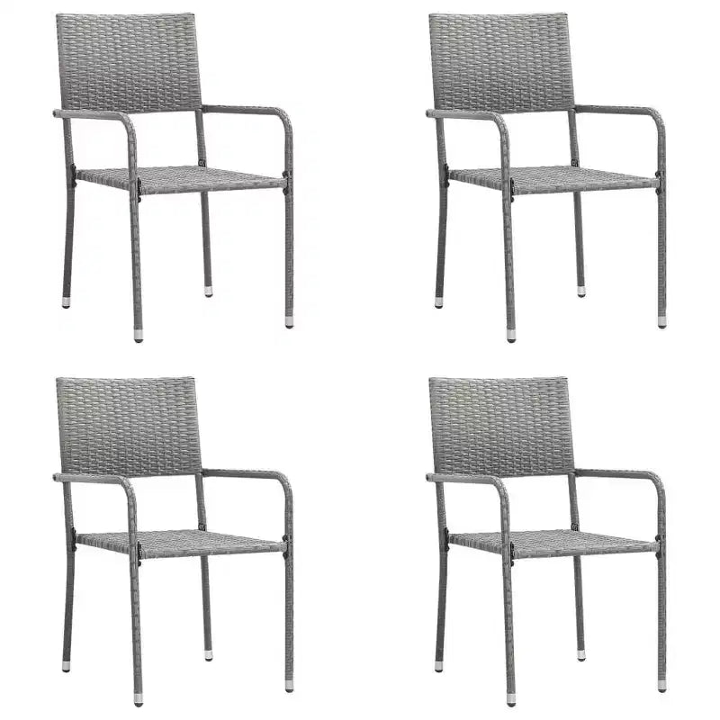 vidaXL Ensemble de salle à manger de jardin noir en rotin PE, acier poudré, verre - Table longueur 63 Gris 4