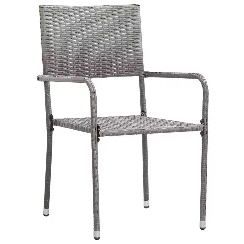 vidaXL Ensemble de salle à manger de jardin noir en rotin PE, acier poudré, verre - Table longueur 63 Gris 4