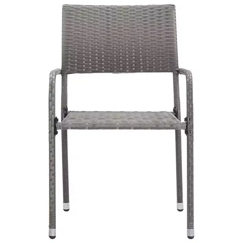 vidaXL Ensemble de salle à manger de jardin noir en rotin PE, acier poudré, verre - Table longueur 63 Gris 4