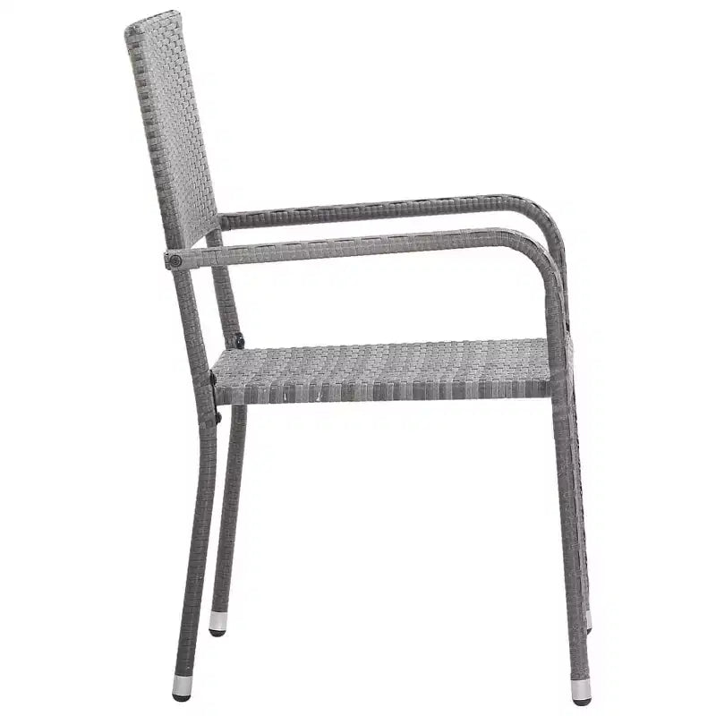 vidaXL Ensemble de salle à manger de jardin noir en rotin PE, acier poudré, verre - Table longueur 63 Gris 4