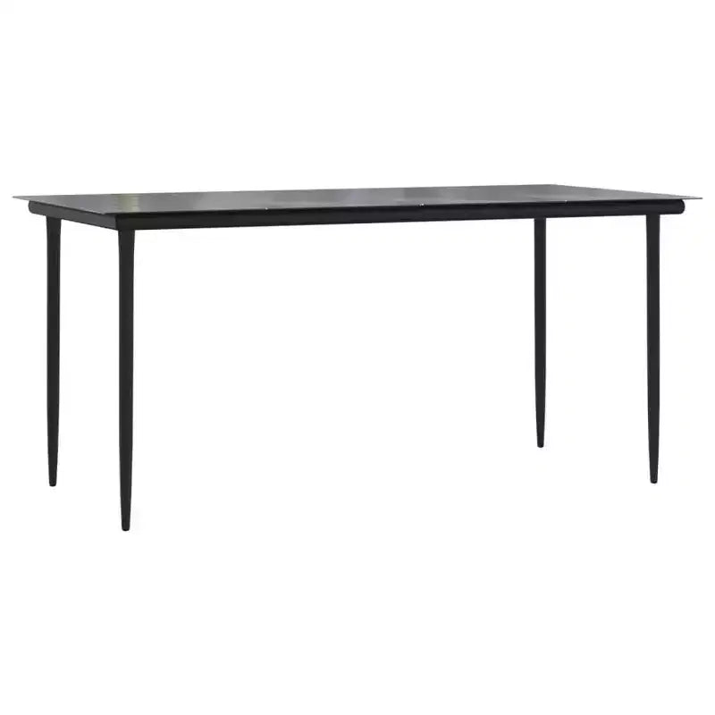 vidaXL Ensemble de salle à manger de jardin noir en rotin PE, acier poudré, verre - Table longueur 63 Gris 4