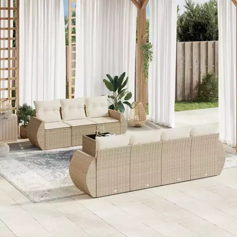 vidaXL Salon de jardin en rotin PE beige l:250 cm résistant aux UV